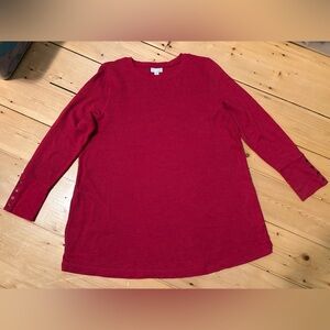 J Jill - Red Waffle Knit Tunic Top